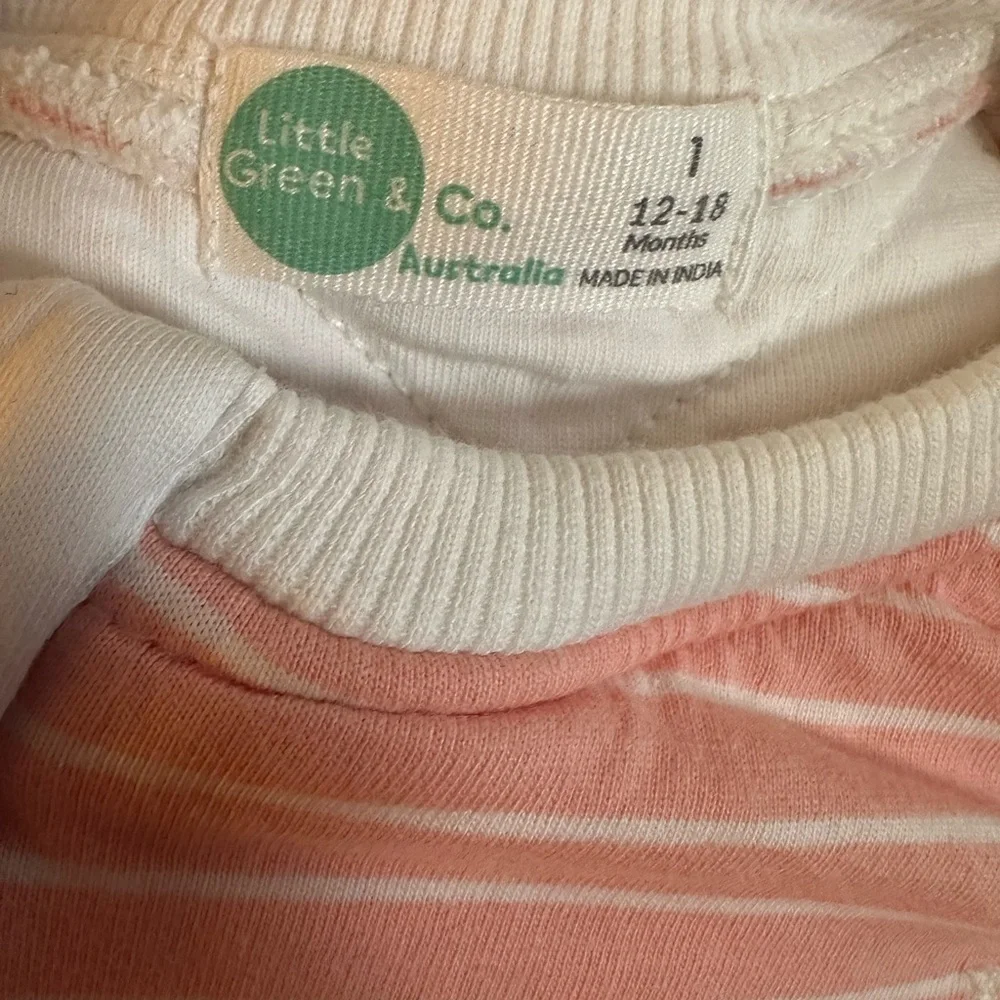 Little Green & Co Coral White Stripe Sleep Suit 2.0 Tog Quilted 2-way Zip 6-12